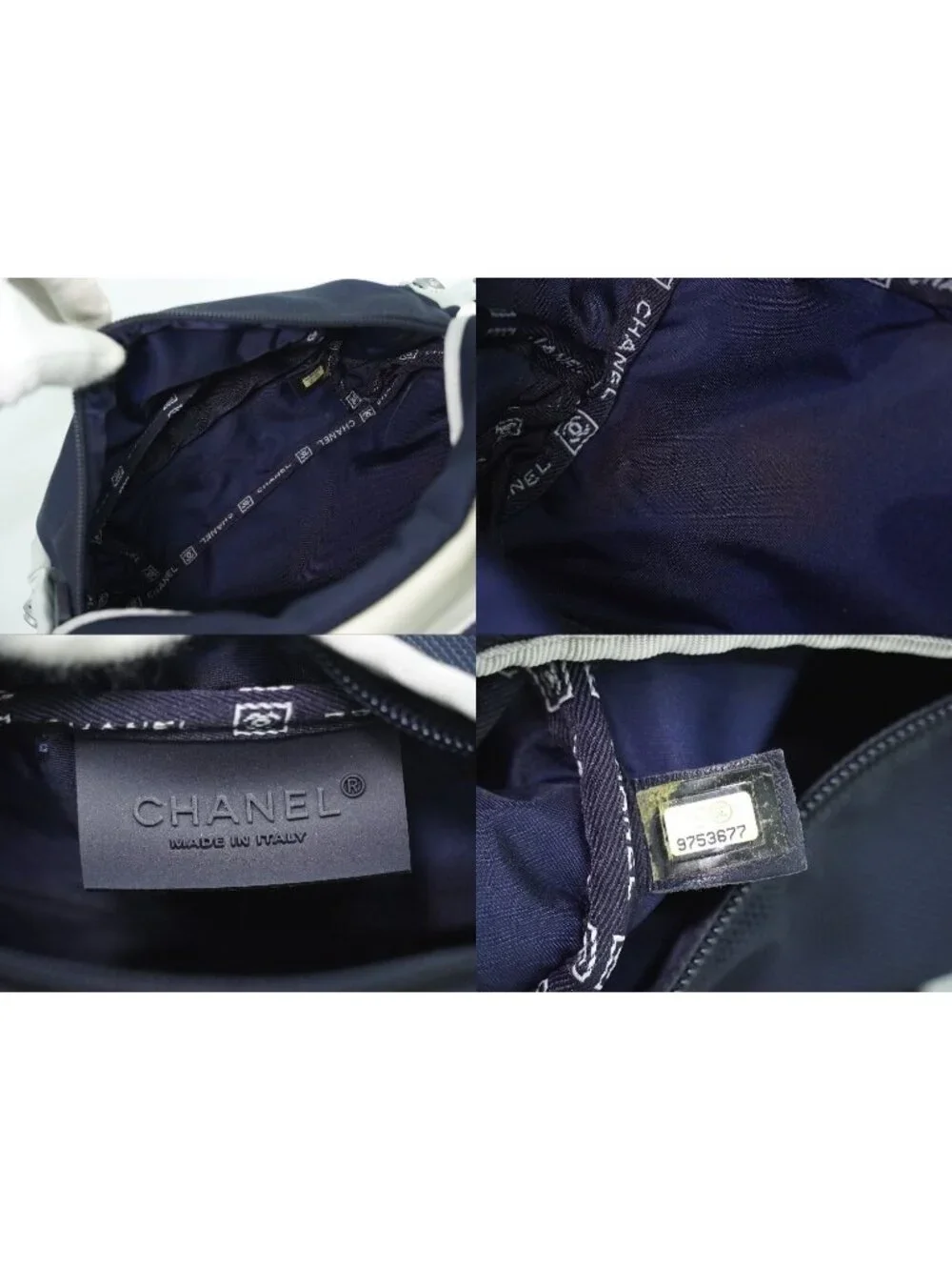 Chanel Sports Line CC Logo Waist Bag Canvas Navy White Sport